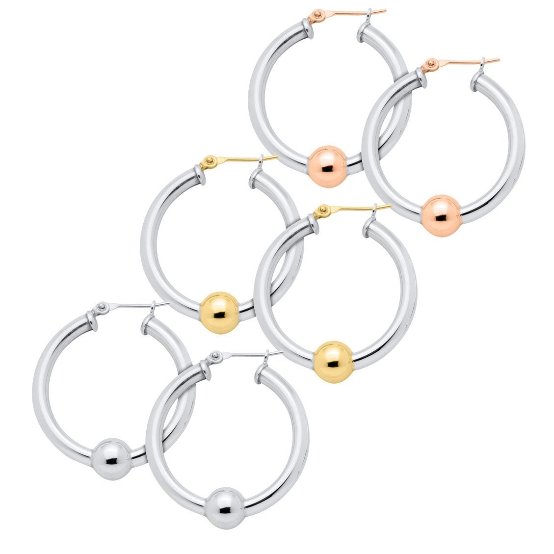 14k yellow gold and stealing authentic silver hoops earrings