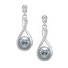 EARRINGS - Sterling Silver And CZ Infinity Drop Black Pearl Earrings