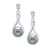 Sterling Silver and CZ Infinity Drop Black Pearl Earrings