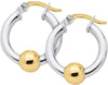 Hoop Earrings Sterling Silver And Yellow Gold 20mm