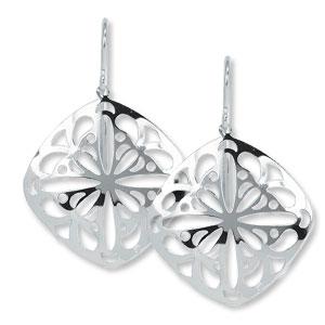 EARRINGS - Sterling Silver Cushion Shaped Lace Dangle Earrings