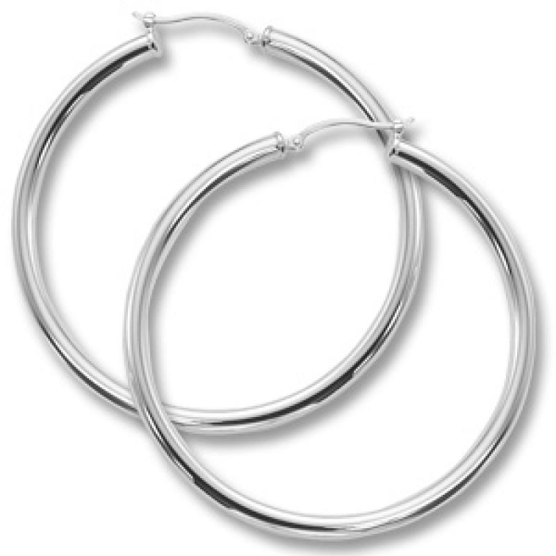 EARRINGS - Sterling Silver Large Tube Hoop Earrings
