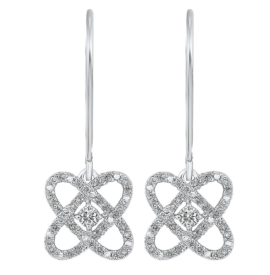 EARRINGS - Sterling Silver Love's Crossing 1/4cttw Diamond Drop Earrings