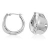 EARRINGS - Sterling Silver Medium Graduated Concave Polished Hoop Earrings