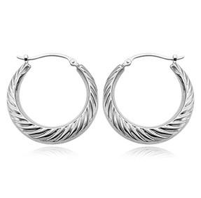 EARRINGS - Sterling Silver Medium Swirled Shell Hoops