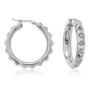 EARRINGS - Sterling Silver Multi Pyramid Studded Hoop Earrings