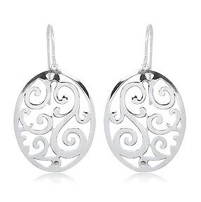 EARRINGS - Sterling Silver Oval Swirl Drop Earrings
