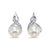 Sterling Silver Pearl and CZ Crossover Drop Earrings