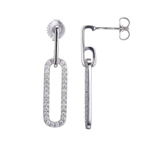 EARRINGS - Sterling Silver Post Back Earrings With CZ Links