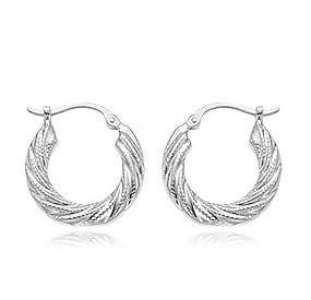EARRINGS - Sterling Silver Small Shell Swirl Hoop Earrings