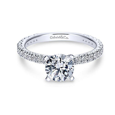 ENGAGEMENT - 1.40cttw Pave Diamond Engagement Ring With 1ct Round Center
