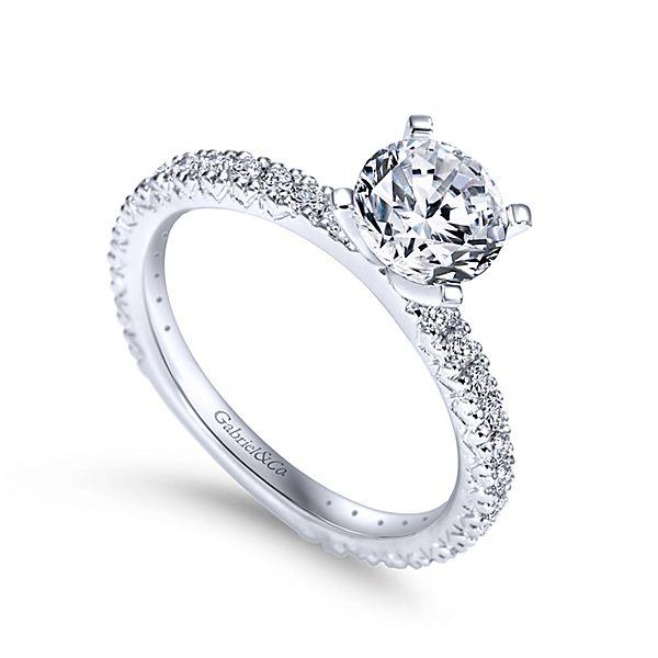 ENGAGEMENT - 1.40cttw Pave Diamond Engagement Ring With 1ct Round Center
