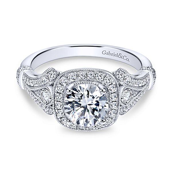 ENGAGEMENT - 1.42cttw Vintage Style Halo Round Diamond Engagement Ring