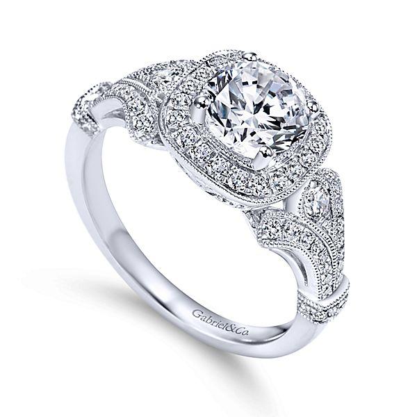 ENGAGEMENT - 1.42cttw Vintage Style Halo Round Diamond Engagement Ring