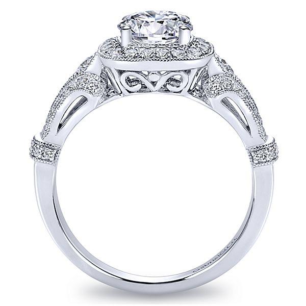 ENGAGEMENT - 1.42cttw Vintage Style Halo Round Diamond Engagement Ring
