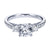 3-Stone Bead Set Side Diamond Ring .42Cttw 14K White Gold 8A