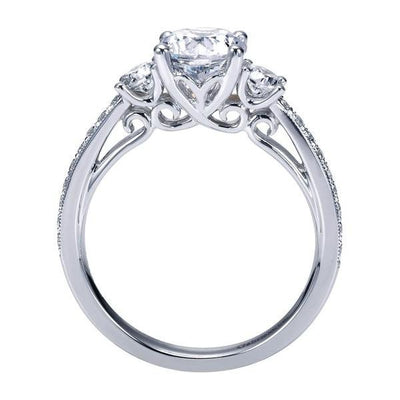 ENGAGEMENT - 1.45cttw 3-Stone Plus Diamond Engagement Ring With Bead Set Side Diamonds