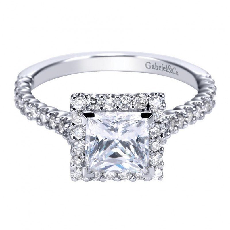 Princess Cut Halo Prong Set Diamond Ring .44Cttw 14K Gold 67A 8.75