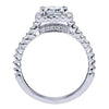 ENGAGEMENT - 1.72cttw Princess Cut Halo Diamond Engagement Ring With Prong Set Side Diamonds