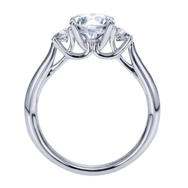 Three Stone Engagement Ring Radiant Cut & Heart Cut Sterling Silver