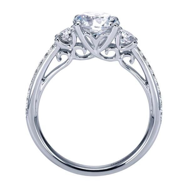 ENGAGEMENT - 1.75cttw 3-Stone Plus Trellis Diamond Engagement Ring With Bead Set Side Diamonds