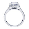 ENGAGEMENT - 1.75cttw Princess Cut Halo Diamond Engagement Ring With Bead Set Side Diamonds
