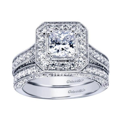 ENGAGEMENT - 1.80cttw Cushion Shaped Halo Diamond Engagement Ring