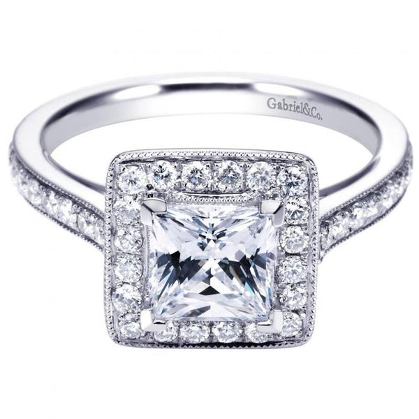Princess Cut Bead Set Side Diamond Ring .52cttw 14K Gold 66A 4.5
