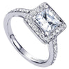 ENGAGEMENT - 1.80cttw Princess Cut Halo Diamond Engagement Ring With Bead Set Side Diamonds