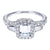 Halo Emerald Cut Baguette Diamond Ring .80Cttw 14K White Gold