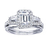 ENGAGEMENT - 1.84cttw Halo Emerald Cut And Baguette Diamond Engagement Ring