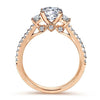 ENGAGEMENT - 14K Rose Gold 1.45cttw 3-Stone Plus Prong Set Round Diamond Engagement Ring