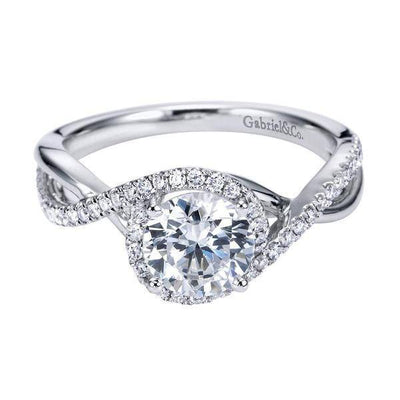 ENGAGEMENT - 14k White Gold 1.05cttw Criss-Crossed Round Diamond Engagement Ring With Lab Grown Diamond Center