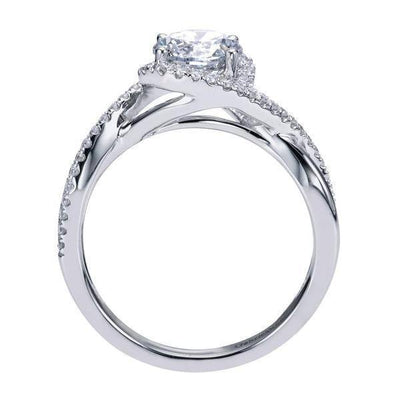 ENGAGEMENT - 14k White Gold 1.05cttw Criss-Crossed Round Diamond Engagement Ring With Lab Grown Diamond Center