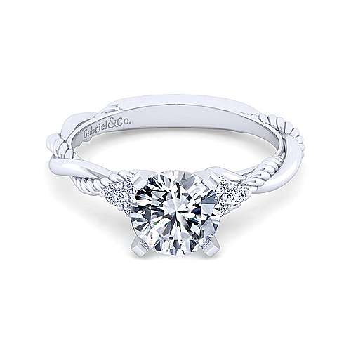 14K White Gold Twisted Engagement Ring