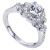 ENGAGEMENT - .78cttw Vintage Style Round Halo Diamond Engagement Ring