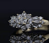 Estate 14K Yellow Gold Round And Baguette Cluster Diamond Ring