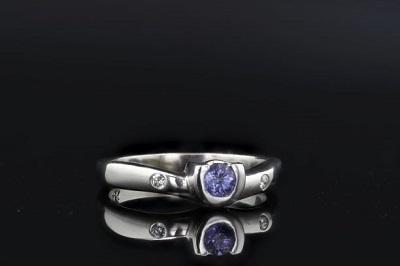 Estate Ring - Estate 14K White Gold Round Tanzanite & Diamond Ring