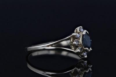 Estate Ring - Estate 14K Yellow Gold Blue Sapphire Marquise & Diamond Cluster Ring