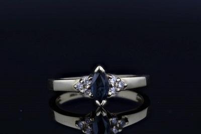 Estate Ring - Estate 14K Yellow Gold Marquise Sapphire & Diamond Ring
