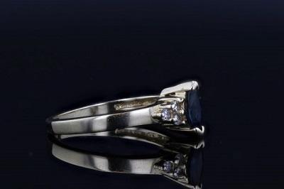 Estate Ring - Estate 14K Yellow Gold Marquise Sapphire & Diamond Ring