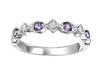 JEWELRY - 10k White Gold Diamond And Created Alexandrite Channel Set Birthstone Ring