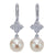 Pearl and Diamond Vintage Cluster Earrings 14K White Gold