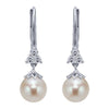 JEWELRY - 14k White Gold Pearl And Diamond Vintage Style Earrings
