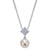 Pearl And Diamond Vintage Floral Necklace 14K White Gold