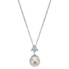 JEWELRY - 14k White Gold Pearl And Diamond Vintage Style Pendant