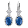 JEWELRY - 14k White Gold Sapphire And Diamond Oval Drop Earrings
