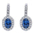 Sapphire And Diamond Oval Halo Earrings 14K White Gold