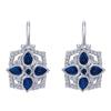 JEWELRY - 14k White Gold Sapphire And Diamond Vintage Style Leverback Earrings