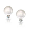 JEWELRY - 5mm Freshwater Pearl Stud Earrings With Diamond Accent Set In 14k White Gold